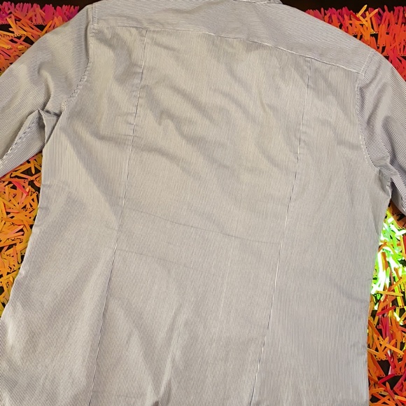 H&M Slim Fit Blue&white striped long sleeve button - Picture 8 of 10